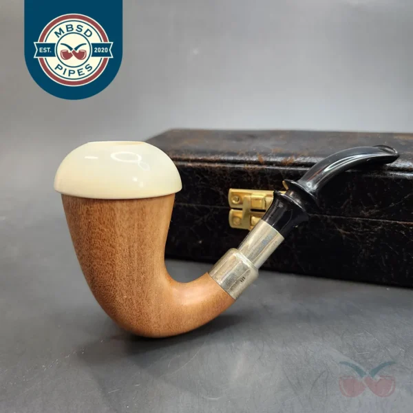 MBSD Meerschaum Calabash Block Meerschaum Pipe, Sterling Silver