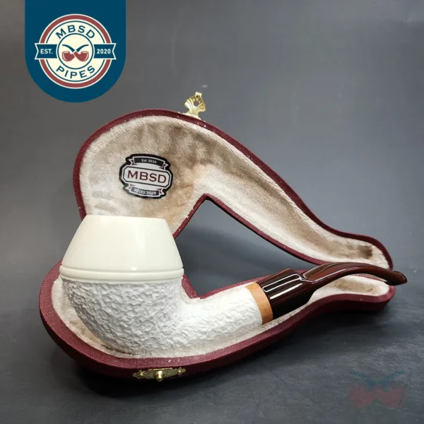 MBSD Meerschaum Deluxe, Bent Rhodesian, Block Meerschaum Pipe, 9mm [SOLD OUT]