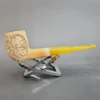 Vintage Floral Straight Billiard Block Meerschaum Pipe, Turkish Estates [SOLD OUT] - Image 3