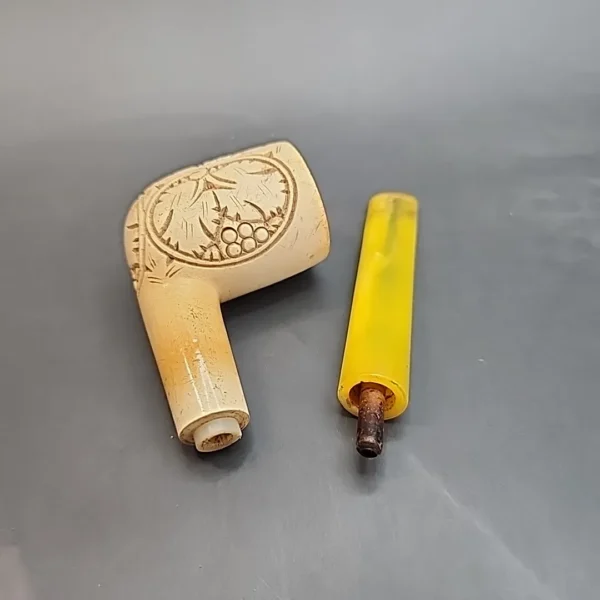 Vintage Floral Straight Billiard Block Meerschaum Pipe, Turkish Estates [SOLD OUT] - Image 12