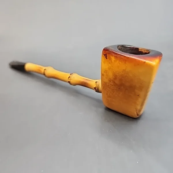 African Block Meerschaum Panel Pipe, Bamboo Shank Pipe [SOLD OUT] - Image 5