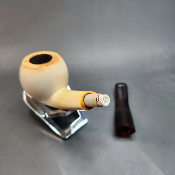 Large Bent Apple Block Meerschaum Pipe, 9mm [SOLD OUT] - Image 14