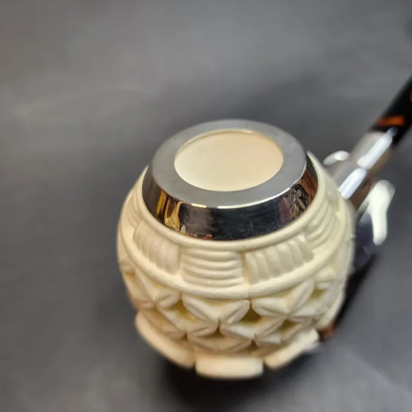 MBSD Meerschaum Silver Mounted Lattice Bent Apple Block Meerschaum Pipe [SOLD OUT] - Image 5