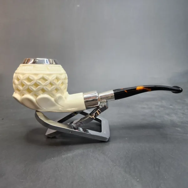 MBSD Meerschaum Silver Mounted Lattice Bent Apple Block Meerschaum Pipe [SOLD OUT] - Image 7