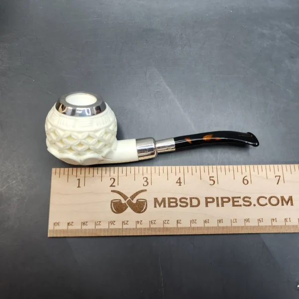 MBSD Meerschaum Silver Mounted Lattice Bent Apple Block Meerschaum Pipe [SOLD OUT] - Image 10