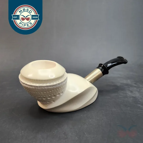 MBSD Meerschaum Deluxe, Sterling Silver Table Top Block Meerschaum Pipe