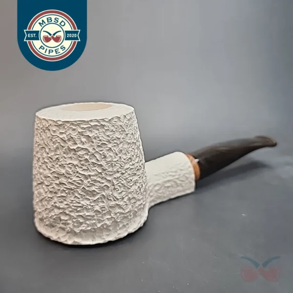 MBSD Meerschaum Deluxe, Rusticated Poker, Block Meerschaum Pipe, 9mm [SOLD OUT]