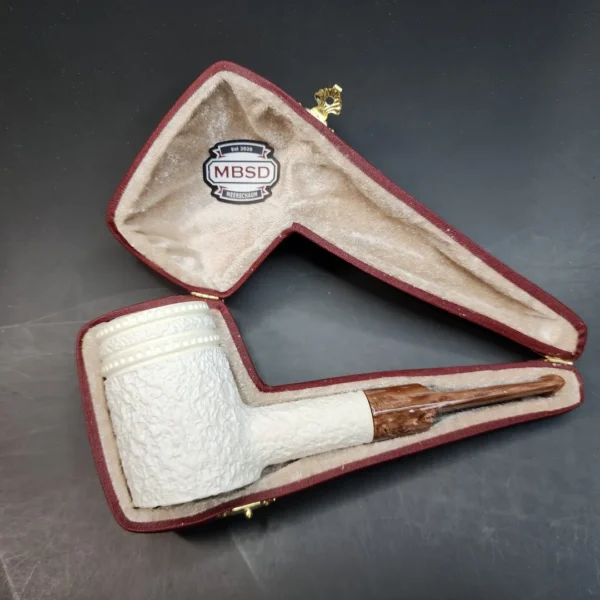 MBSD Meerschaum Deluxe, Rusticated Poker, Block Meerschaum Pipe, 9mm [SOLD OUT] - Image 3