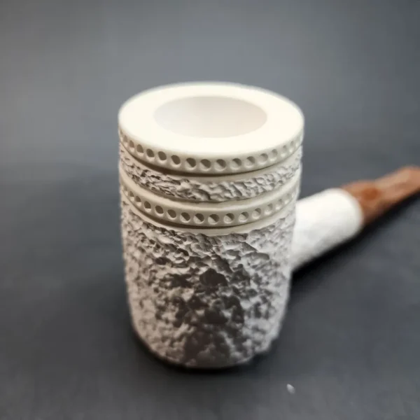 MBSD Meerschaum Deluxe, Rusticated Poker, Block Meerschaum Pipe, 9mm [SOLD OUT] - Image 5