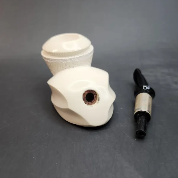 MBSD Meerschaum Deluxe, Sterling Silver Table Top Block Meerschaum Pipe - Image 8