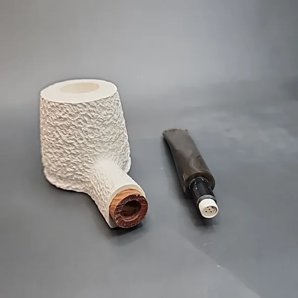 MBSD Meerschaum Deluxe, Rusticated Poker, Block Meerschaum Pipe, 9mm [SOLD OUT] - Image 8