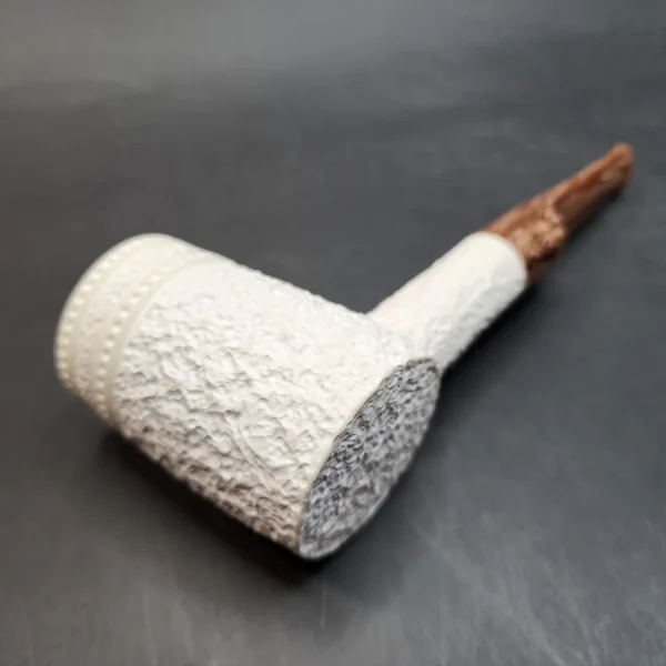 MBSD Meerschaum Deluxe, Rusticated Poker, Block Meerschaum Pipe, 9mm [SOLD OUT] - Image 8