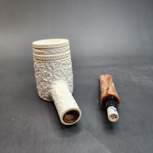 MBSD Meerschaum Deluxe, Rusticated Poker, Block Meerschaum Pipe, 9mm [SOLD OUT] - Image 11