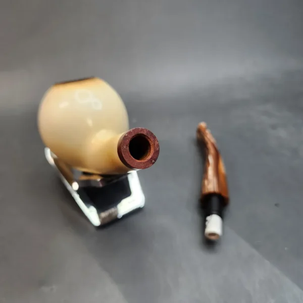 MBSD Meerschaum Deluxe, Bent Apple, Estate Block Meerschaum Pipe, 9mm [SOLD OUT] - Image 11
