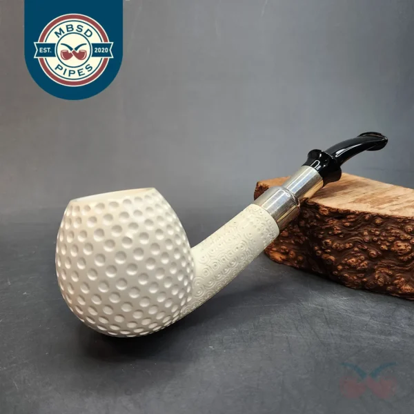 MBSD Meerschaum Golf Ball Spigot Block Meerschaum Pipe, 925 Silver [SOLD OUT]