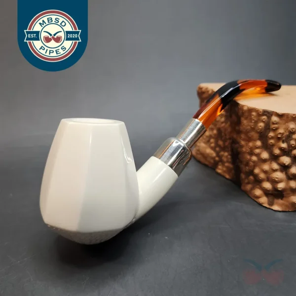 MBSD Meerschaum Spigot, Sterling Silver Panel Block Meerschaum Pipe [SOLD OUT]