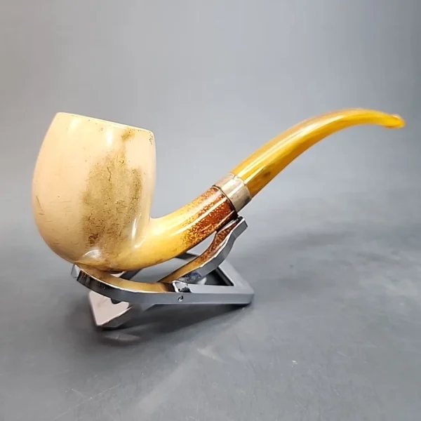 Antique Swan Neck Block Meerschaum Estate Pipe, Sterling Silver [SOLD OUT] - Image 3