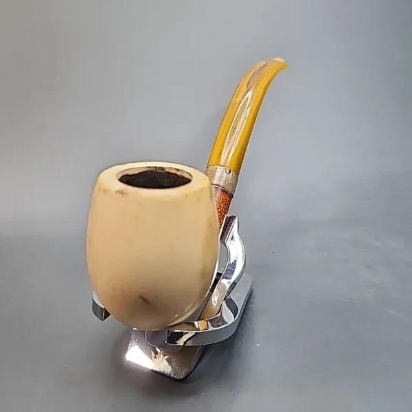 Antique Swan Neck Block Meerschaum Estate Pipe, Sterling Silver [SOLD OUT] - Image 5