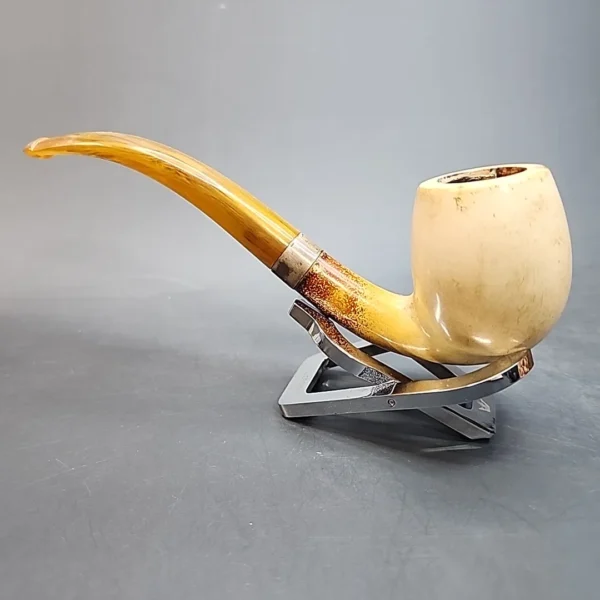 Antique Swan Neck Block Meerschaum Estate Pipe, Sterling Silver [SOLD OUT] - Image 6