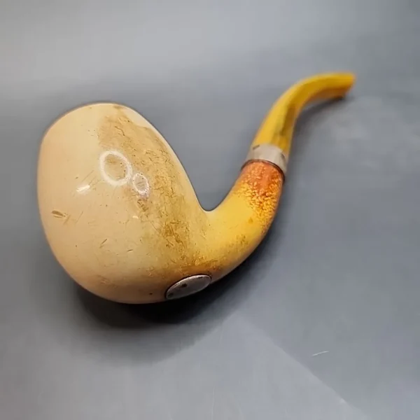 Antique Swan Neck Block Meerschaum Estate Pipe, Sterling Silver [SOLD OUT] - Image 9