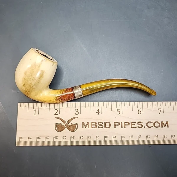 Antique Swan Neck Block Meerschaum Estate Pipe, Sterling Silver [SOLD OUT] - Image 11