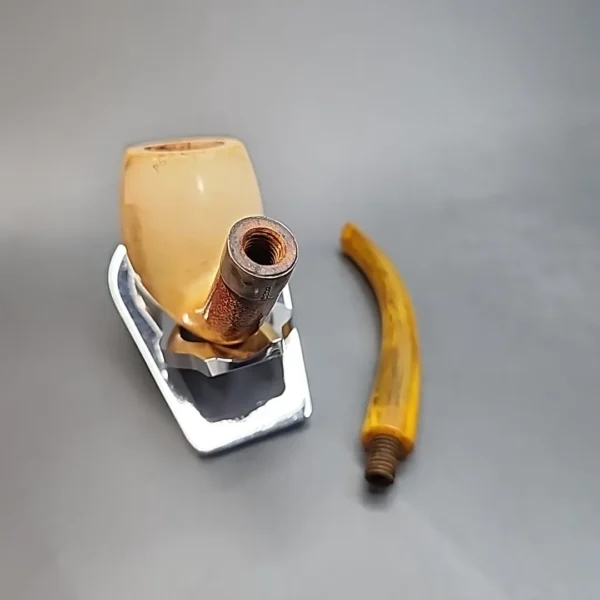 Antique Swan Neck Block Meerschaum Estate Pipe, Sterling Silver [SOLD OUT] - Image 13