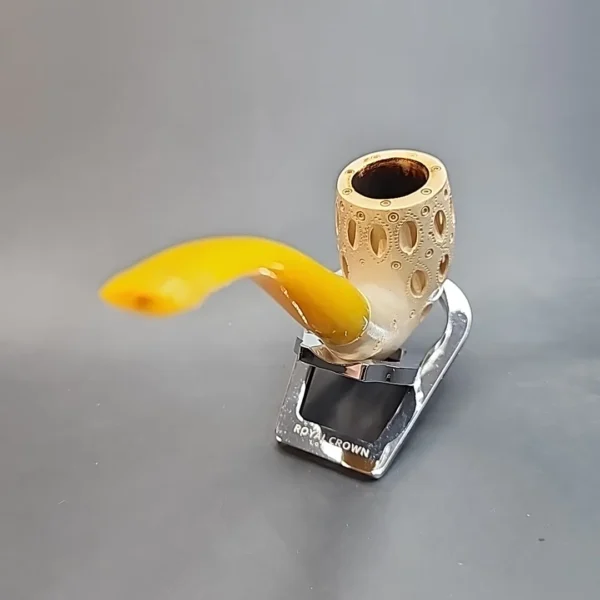 Vintage Lattice Bent Billiard Estate Block Meerschaum Pipe [SOLD OUT] - Image 7