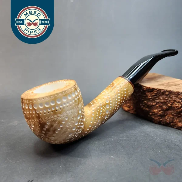 MBSD Meerschaum Deluxe, Brown Bent Pot Block Meerschaum Pipe, 9mm [SOLD OUT]