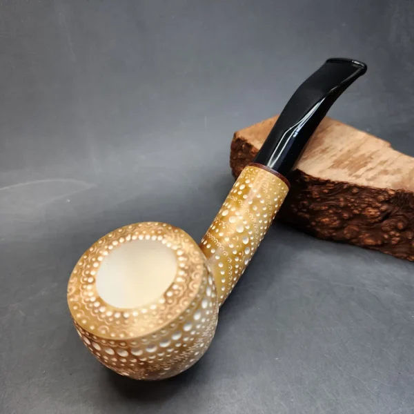 MBSD Meerschaum Deluxe, Brown Bent Pot Block Meerschaum Pipe, 9mm [SOLD OUT] - Image 3