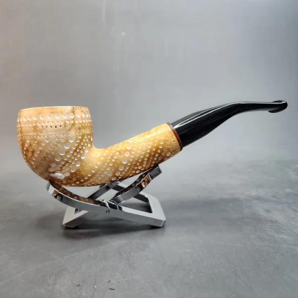 MBSD Meerschaum Deluxe, Brown Bent Pot Block Meerschaum Pipe, 9mm [SOLD OUT] - Image 4
