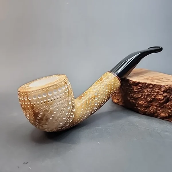 MBSD Meerschaum Deluxe, Brown Bent Pot Block Meerschaum Pipe, 9mm [SOLD OUT] - Image 12
