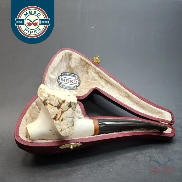 MBSD Meerschaum Natural Freehand Block Meerschaum Pipe, Briar-Mortise