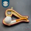 MBSD Meerschaum Rusticated Bent Apple Block Meerschaum Pipe, Fitted Case [SOLD OUT]