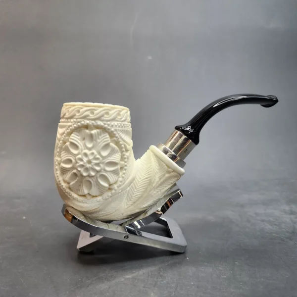 MBSD Meerschaum Spigot, Bent Billiard Block Meerschaum Pipe, Fitted Case [SOLD OUT] - Image 4