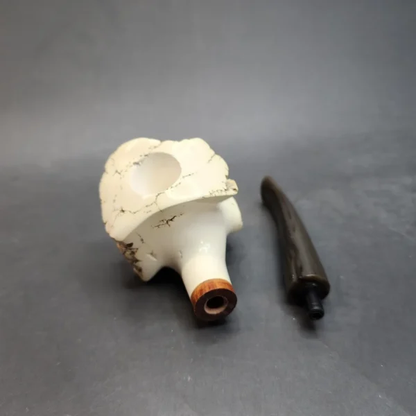 MBSD Meerschaum Natural Freehand Block Meerschaum Pipe, Briar-Mortise - Image 13
