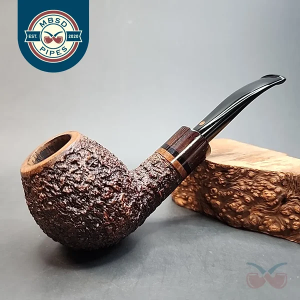 Steve Weiner 13498 Handmade Rusticated Bent Apple Estate Briar Pipe, American Estates [SOLD OUT]