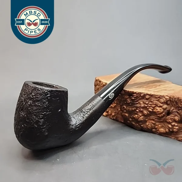 Mercury Black Sandblasted Bent Billiard Estate Briar Pipe [SOLD OUT]