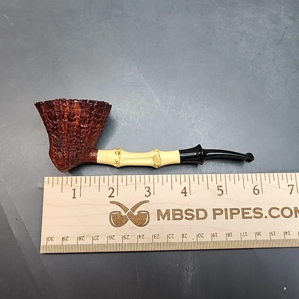 Armentrout Bamboo Shank Sandblasted Blossom Estate Briar Pipe, American Estates [SOLD OUT] - Image 9