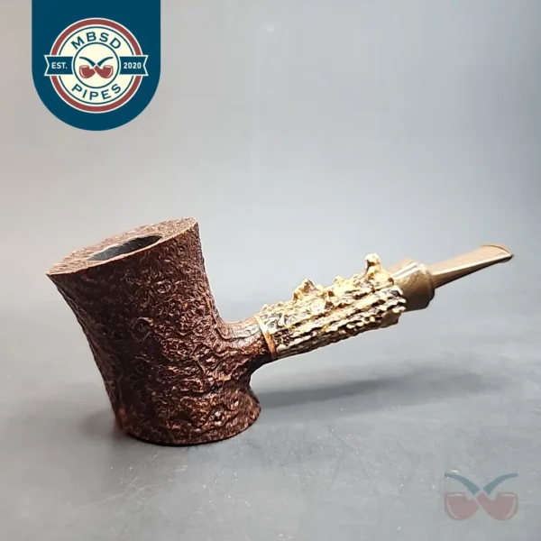 La Biota Sandblasted Poker Artisan Briar Pipe, Antler Shank, Handmade in Italy [SOLD OUT]