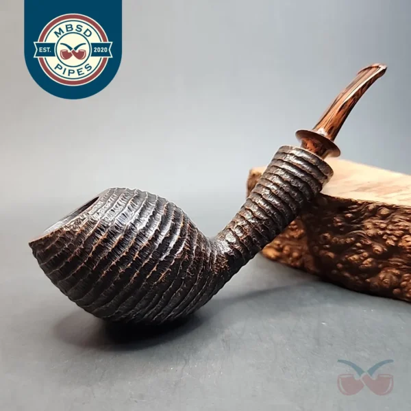 La Biota Rusticated Bent Egg Handmade Artisan Briar Pipe, Italy [SOLD OUT]