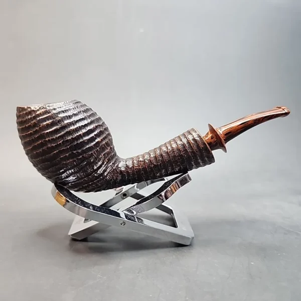 La Biota Rusticated Bent Egg Handmade Artisan Briar Pipe, Italy [SOLD OUT] - Image 3