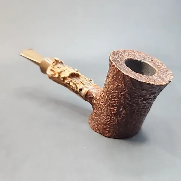 La Biota Sandblasted Poker Artisan Briar Pipe, Antler Shank, Handmade in Italy [SOLD OUT] - Image 5