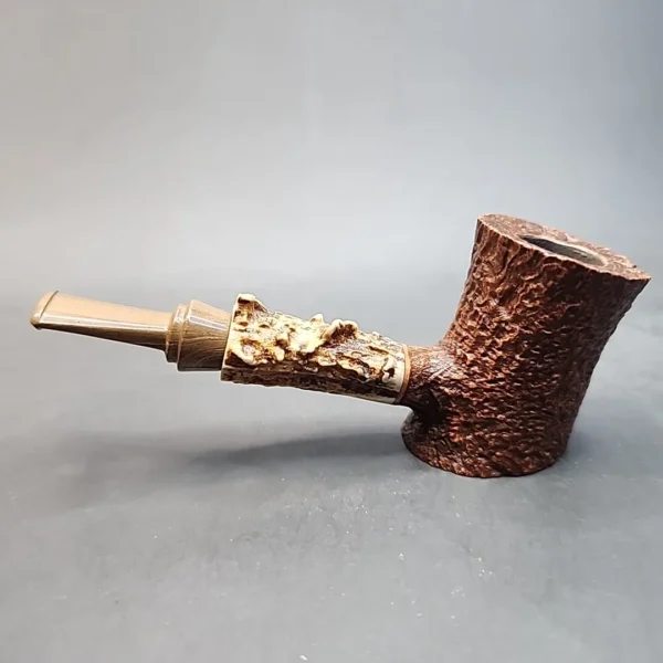La Biota Sandblasted Poker Artisan Briar Pipe, Antler Shank, Handmade in Italy [SOLD OUT] - Image 6