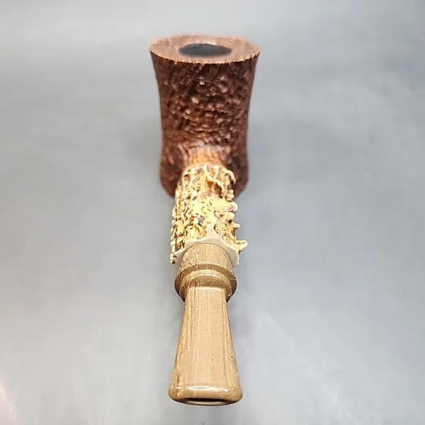 La Biota Sandblasted Poker Artisan Briar Pipe, Antler Shank, Handmade in Italy [SOLD OUT] - Image 7