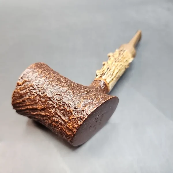 La Biota Sandblasted Poker Artisan Briar Pipe, Antler Shank, Handmade in Italy [SOLD OUT] - Image 8