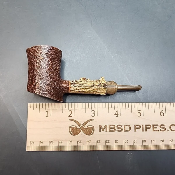 La Biota Sandblasted Poker Artisan Briar Pipe, Antler Shank, Handmade in Italy [SOLD OUT] - Image 10