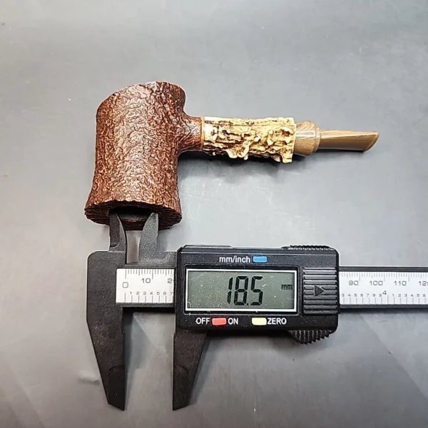 La Biota Sandblasted Poker Artisan Briar Pipe, Antler Shank, Handmade in Italy [SOLD OUT] - Image 11