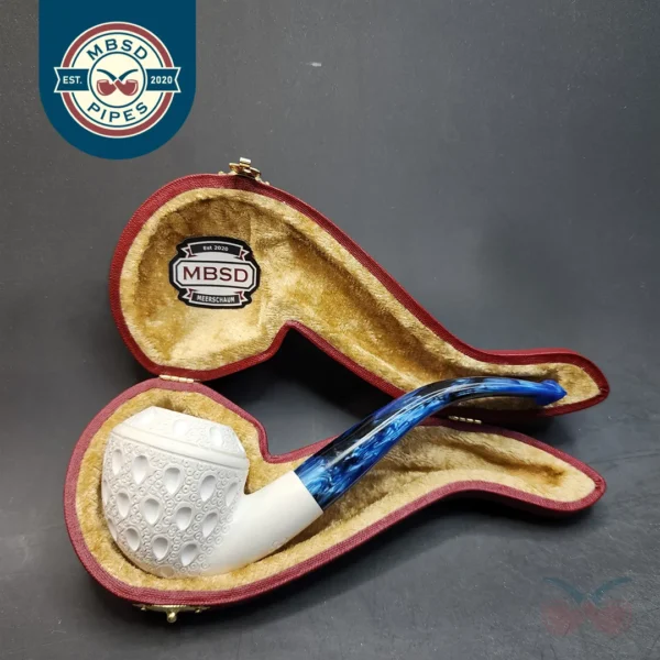 MBSD Meerschaum Bent Rhodesian Block Meerschaum Pipe, Fitted Case [SOLD OUT]