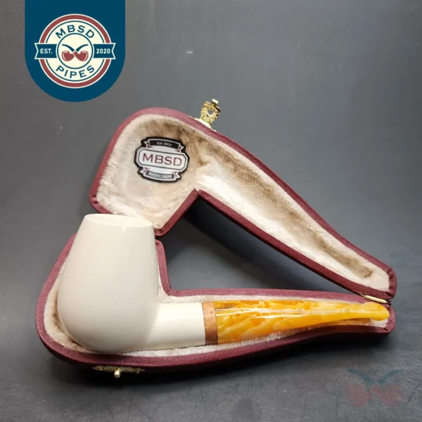 MBSD Meerschaum Deluxe Slightly Bent Egg, Block Meerschaum Pipe [SOLD OUT]