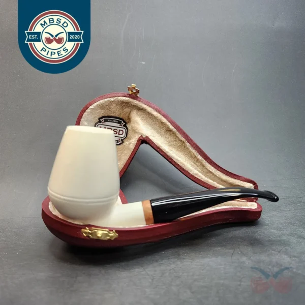 MBSD Meerschaum Deluxe Bent Rhodesian Block Meerschaum Pipe, Briar-Mortis [SOLD OUT]